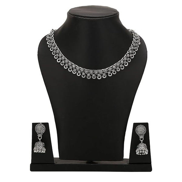 Oxidized German Silver Necklace with Earring for Women VitansEthnics