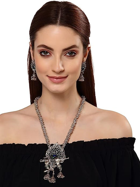 Traditional Oxidised Silver Necklace Jewellery Set for Women VitansEthnics