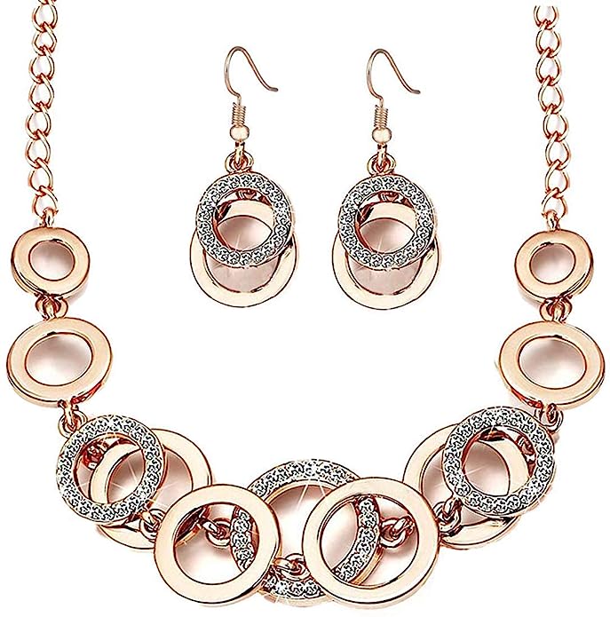 Crystal Studded Necklace Jewellery Set with Earrings VitansEthnics