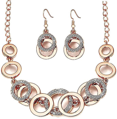 Crystal Studded Necklace Jewellery Set with Earrings VitansEthnics