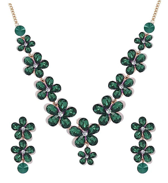 Crystal Necklace Jewellery set with Earrings VitansEthnics