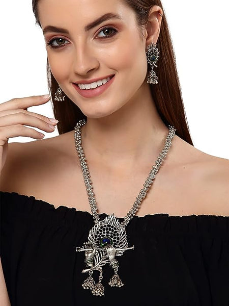 Traditional Oxidised Silver Necklace Jewellery Set for Women VitansEthnics