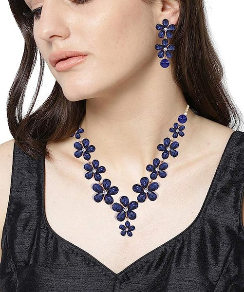 Crystal Necklace Jewellery set with Earrings VitansEthnics