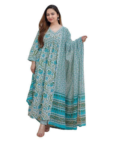 Women Floral Printed Straight Kurta and Pant Set with Dupatta, Indian Suit Sets VitansEthnics