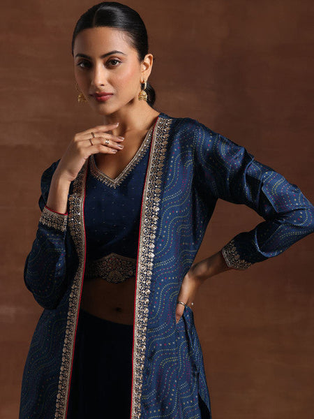 Embroidered Crop Top With Sharara and Shrug Set VitansEthnics