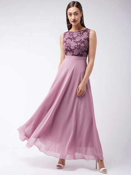 Lace Insert Maxi Dress For Women VitansEthnics