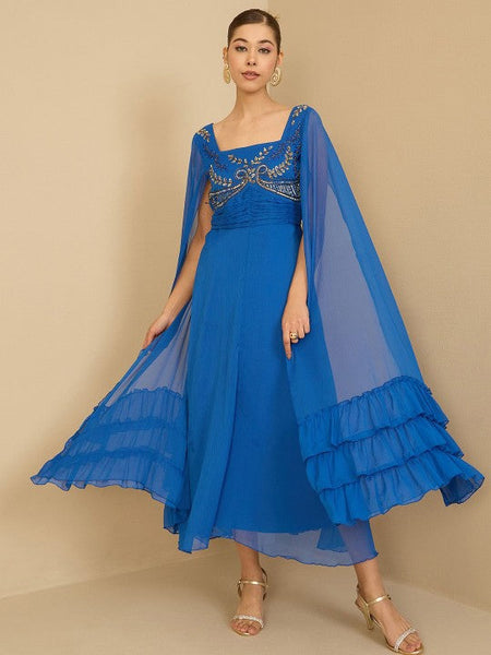 Embellished Maxi Dress For Women, Indian Dress For Women, Indo Western Outfit, Gown For Women, Indian Wedding Guest Outfit4 VitansEthnics