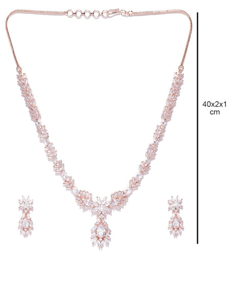 Rose Gold-Plated AD & CZ Studded Jewellery Set VitansEthnics