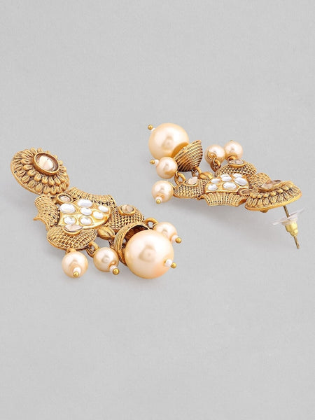Gold-Plated White Stone Studded Jewelry Set VitansEthnics