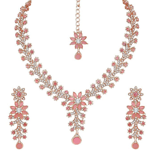Diamond Necklace Jewellery Set for Women with Earrings and Maang Tikka for Wedding VitansEthnics