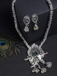 Traditional Oxidised Silver Necklace Jewellery Set for Women VitansEthnics