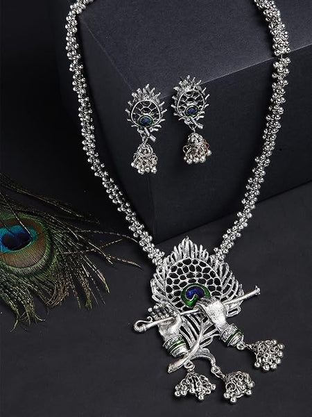 Traditional Oxidised Silver Necklace Jewellery Set for Women VitansEthnics