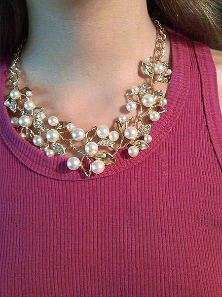 Pearl Studded Necklace Jewellery set with Earrings VitansEthnics
