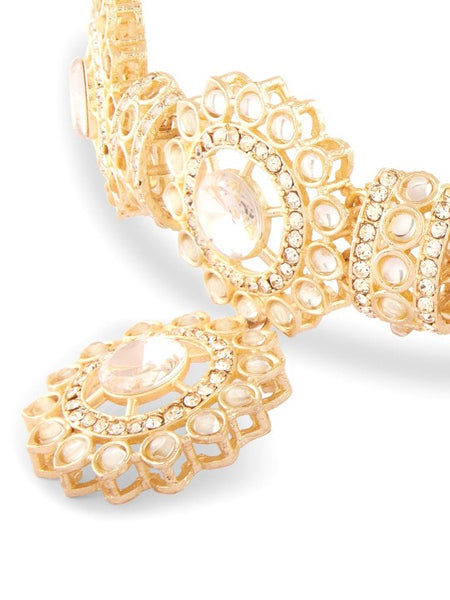 Gold-Plated Stones Studded Choker Jewellery Set VitansEthnics