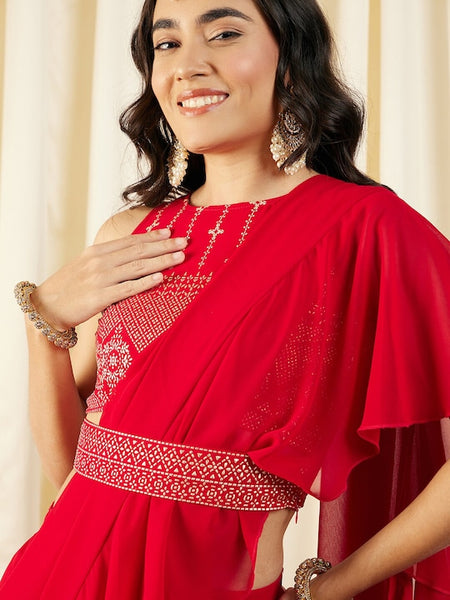 Women Blouse with prestiched frill gown | Ready to wear saree VitansEthnics