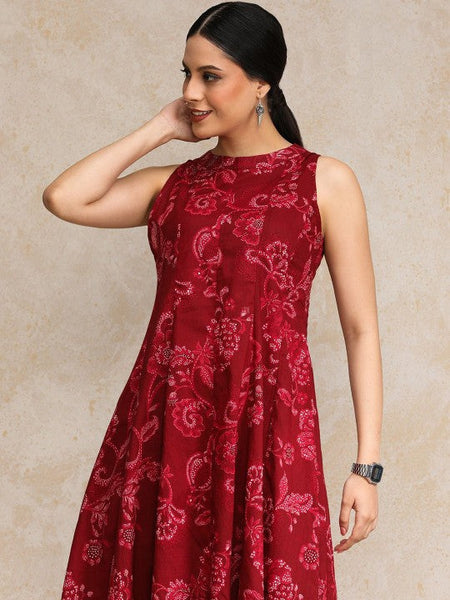 Women Ethnic Motifs Printed Regular Pure Cotton Kurta with Trousers VitansEthnics