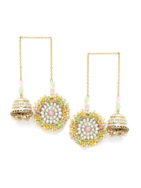 Gold Plated Kundan Stone Studded Drop Earrings VitansEthnics