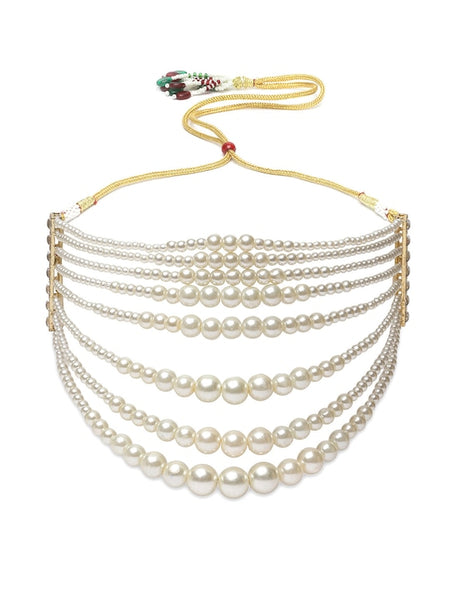 Gold-Plated Pearl Beaded Choker Necklace & Earrings VitansEthnics
