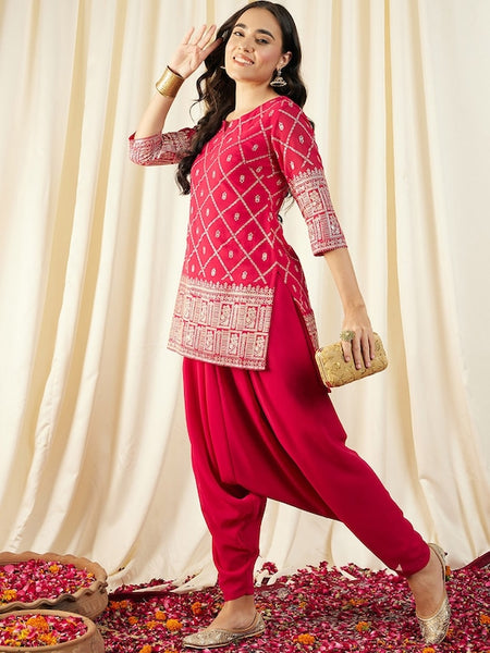Short Kurti With Low Crotch Dhoti Pants Set vitansethnics