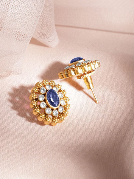24K Gold Plated Handcrafted Blue Sapphire Intricate Choker Jewellery Set For Women VitansEthnics