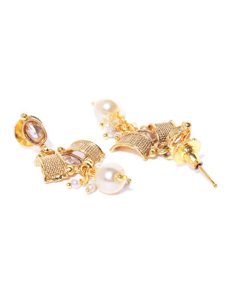 Gold-Plated Stone-Studded Beaded Handcrafted Jewelry Set VitansEthnics