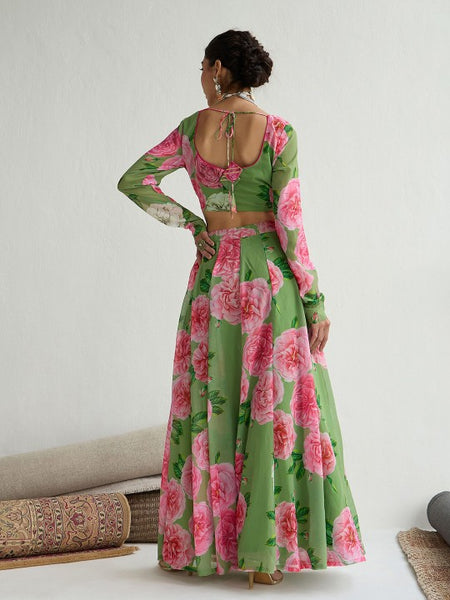 Floral printed Sequinned Ready To Wear Lehenga Choli VitansEthnics