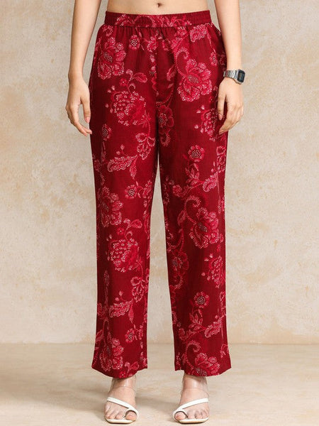 Women Ethnic Motifs Printed Regular Pure Cotton Kurta with Trousers VitansEthnics