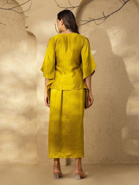 V Neck Kaftan Top with Dhoti Skirt Set VitansEthnics