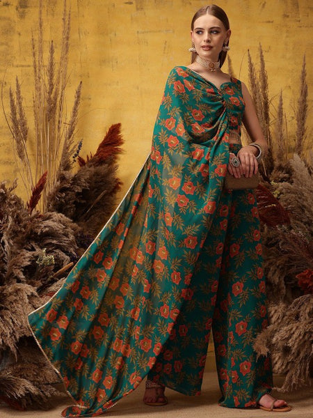 Floral Printed Crop Top with Palazzo Set for Women Boho Chic Coord Set Festival Outfit Ethnic Indian Dress Co-ords, Indo Western Outfit VitansEthnics