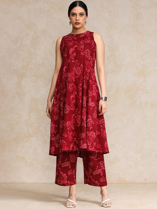 Women Ethnic Motifs Printed Regular Pure Cotton Kurta with Trousers VitansEthnics