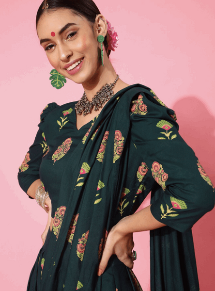 Crop Top With Dhoti Pants And Attached Dupatta | Dhoti Saree vitansethnics