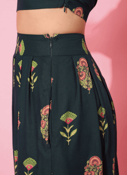 Crop Top With Dhoti Pants And Attached Dupatta | Dhoti Saree vitansethnics