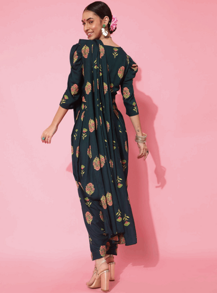 Crop Top With Dhoti Pants And Attached Dupatta | Dhoti Saree vitansethnics