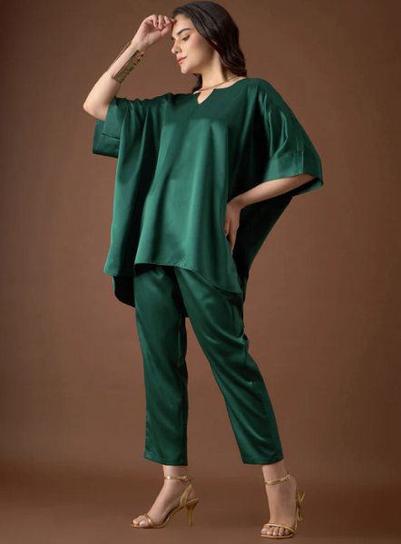 Anti Fit Kaftan Top with Pants For Women, Satin Loose Fit Top with Pants For Women, Indian Suit Set, Indo Western Outfit, Indian Dress VitansEthnics