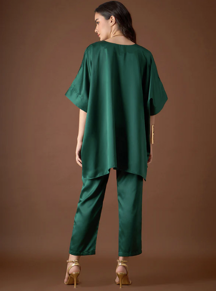 Anti Fit Kaftan Top with Pants For Women, Satin Loose Fit Top with Pants For Women, Indian Suit Set, Indo Western Outfit, Indian Dress VitansEthnics