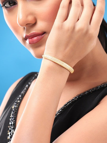 Gold-Plated Ruby Pink, Green & White Kundan Studded Openable Bangle (Copy) VitansEthnics