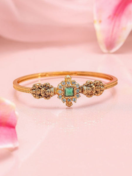 Gold-Plated Ruby & Emerald Kundan Studded Openable Kada Bangle (Copy) VitansEthnics