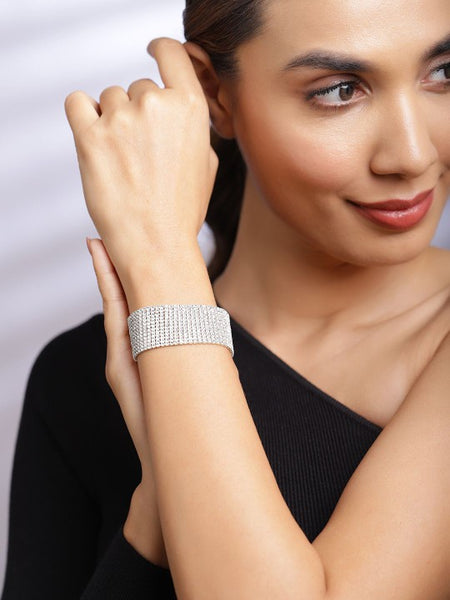 Silver-Plated Antique Bangle-Style Bracelet (Copy) VitansEthnics