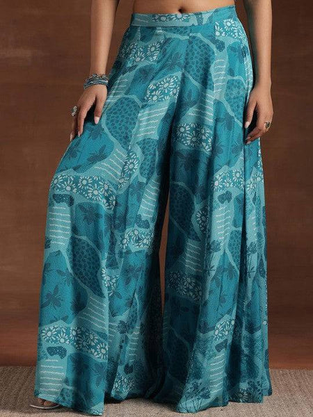 Women Indo Western Floral Printed One shoulder Neck Tunic With Flared Palazzos Co-Ords Set VitansEthnics