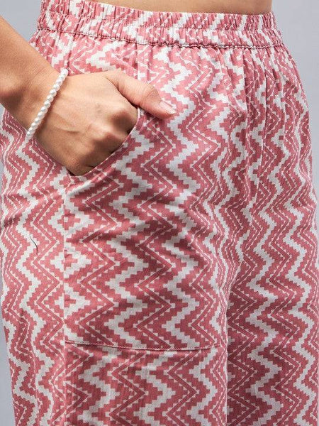 Women Indo Western Printed One-Shoulder Neck Pure Cotton Ethnic Co-Ords Set VitansEthnics
