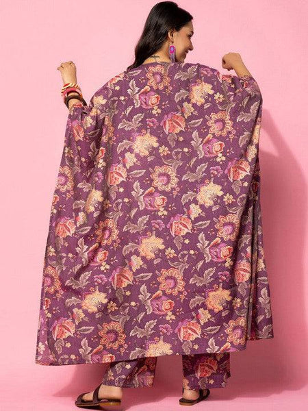 Women Indo Western Floral Printed Crop Top With Shrug & Palazzo Ethnic Co-Ords Set VitansEthnics