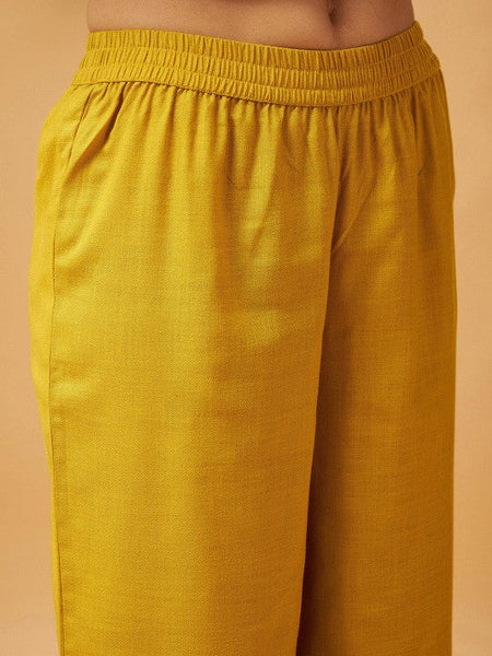WomenMustard Yellow Empire Tunic With Trousers Co-Ord Set VitansEthnics