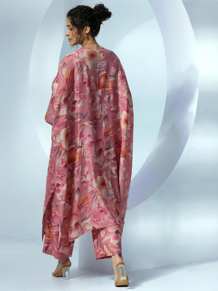 Women Indo Western Floral Printed Crop Top With Shrug & Palazzo Ethnic Co-Ords Set VitansEthnics