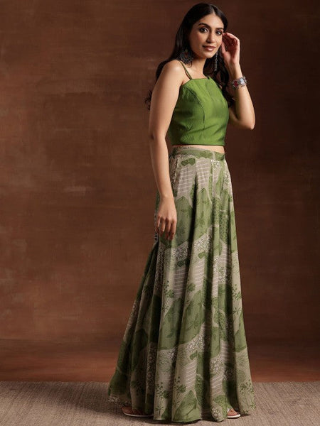 Women Indo Western Floral Printed One Shoulder Sleeveless Tunic & Palazzo With Slip Co-Ords Set VitansEthnics