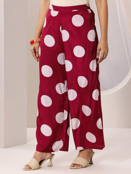 Women Indo Western Polka Dot Printed Kimono Style Shirt With Palazzo Co-Ords Set VitansEthnics
