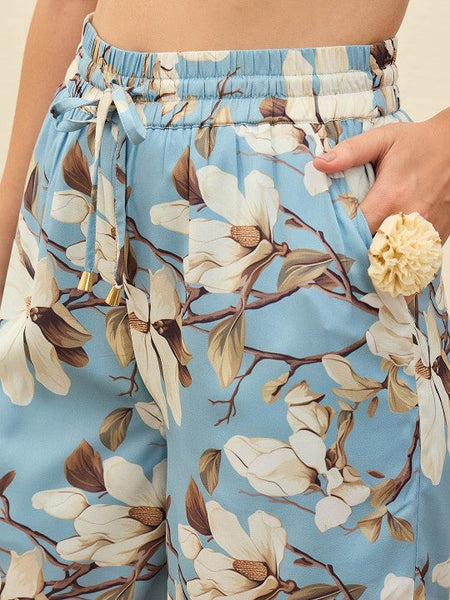 WomenOversized Floral Printed Long Sleeves Shirt With Palazzo Co-ords Set VitansEthnics