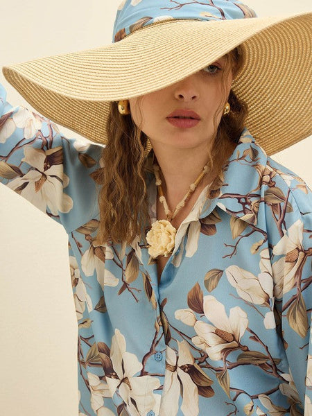 WomenOversized Floral Printed Long Sleeves Shirt With Palazzo Co-ords Set VitansEthnics