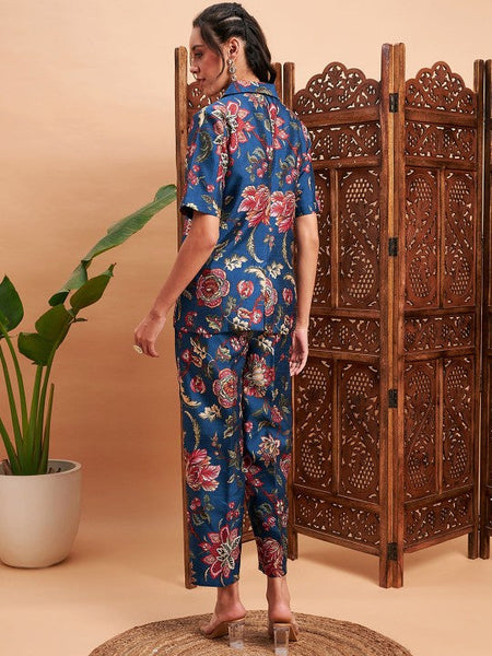 Women Floral Printed Blazer & Pants Co-Ord Set VitansEthnics