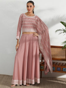 Women Indo Western Floral Printed Statement Sleeveless Tunic with Flared Palazzos Co-Ords Set VitansEthnics