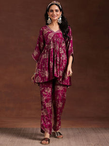 Women Indo Western Floral Printed Pleated Tunic & Palazzos Ethnic Co-Ords Set VitansEthnics